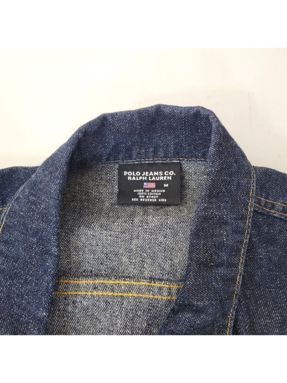 Polo Jeans Co. Ralph Lauren Studded American Flag Logo Denim Jacket - Picture 4 of 4